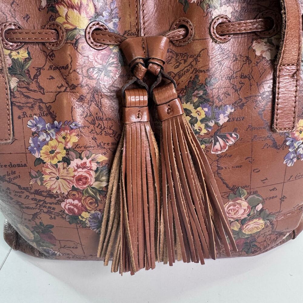 Patricia Nash Leather Drawstring Whitney Tote - English Garden Map - Picture 3 of 16